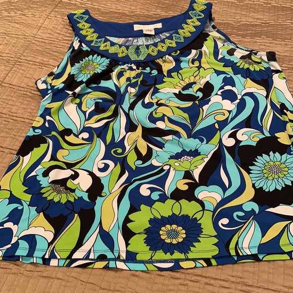 Pursuits Ltd, top, flower print, poly blend, L - Picture 2 of 8